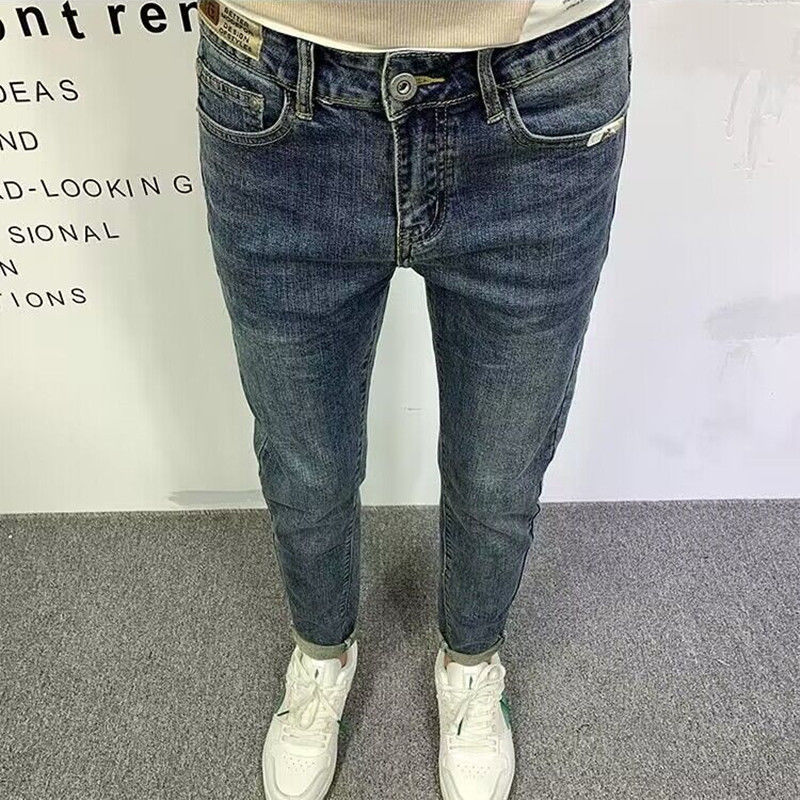 Streetwear Brand Denim - 原宿ファッションストリートジーンズメンズトレンディなブランド弾性カジュアルスキニージーンズパンツ若者韓国シンプルなスリムで薄いパンツ