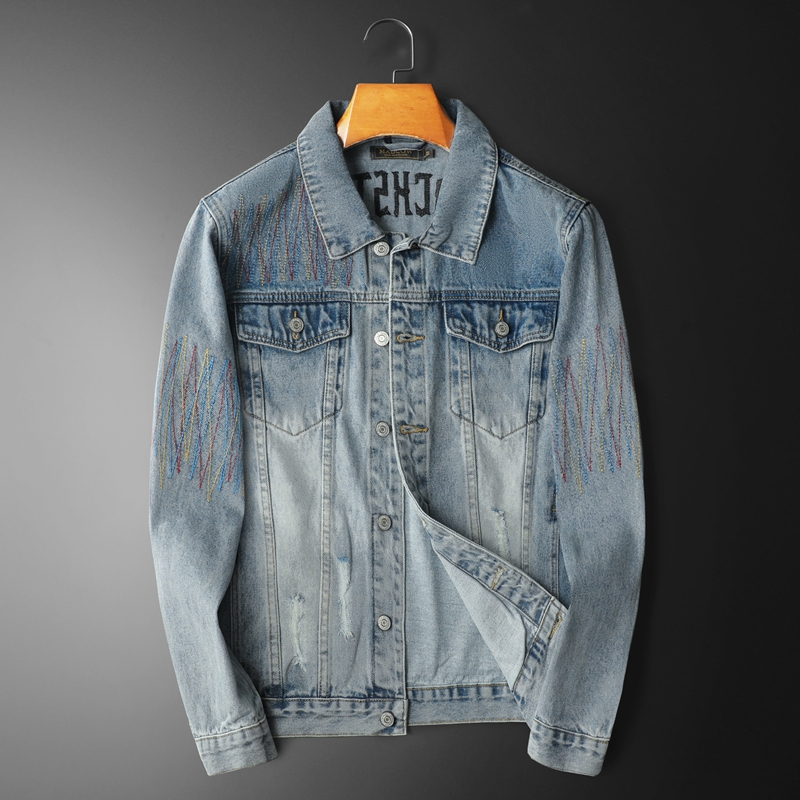 Streetwear Brand Denim - メンズヴィンテージウォッシュドデニムジャケット,ハイエンドバイクジャケット,刺繍入りヒップホップストリートウェア,メンズ衣類,ブランド,2025