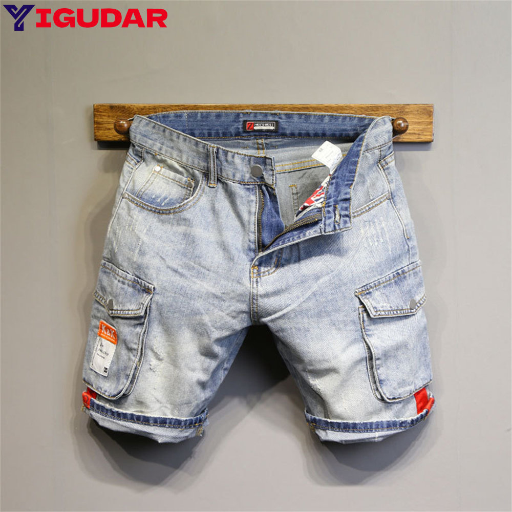 Streetwear Brand Denim - ファッションブランド メンズジーンズショートパンツ ホール 2026 ストリートウェア 原宿