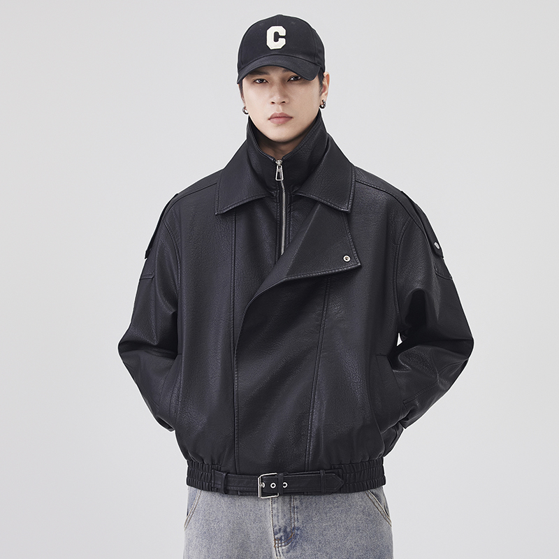 Streetwear Brand Clothing - 秋冬レザージャケット男性ストリートファッションルーズカジュアルヴィンテージオートバイジャケットコート上着男ブランド服
