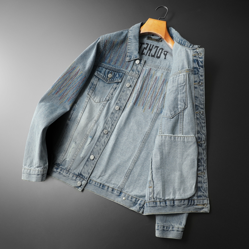 メンズヴィンテージウォッシュドデニムジャケット,ハイエンドバ - Streetwear Brand Denim のレビューと価格