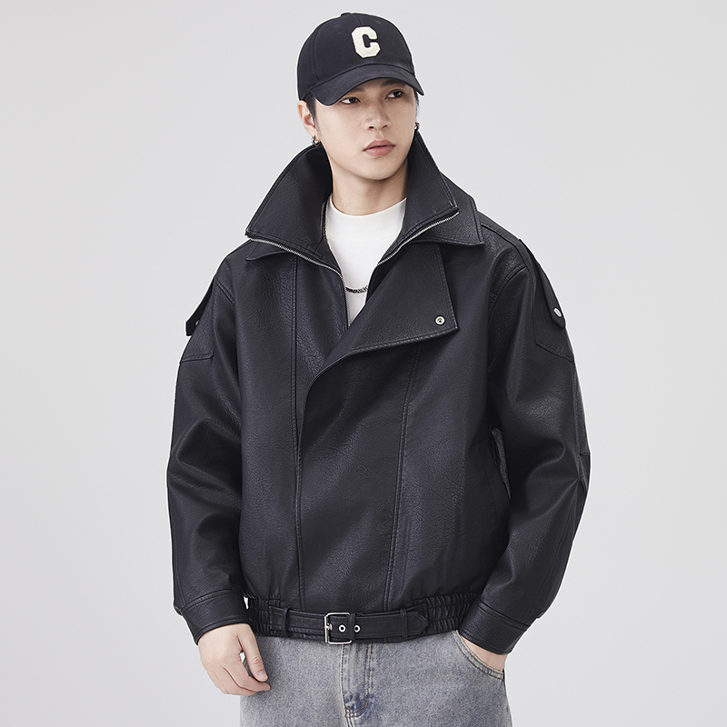 秋冬レザージャケット男性ストリートファッションルーズカジュア - Streetwear Brand Clothing のレビューと価格